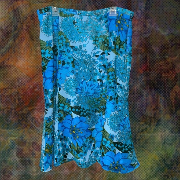 Blue floral boho knee length skirt size 8 - Picture 1 of 5